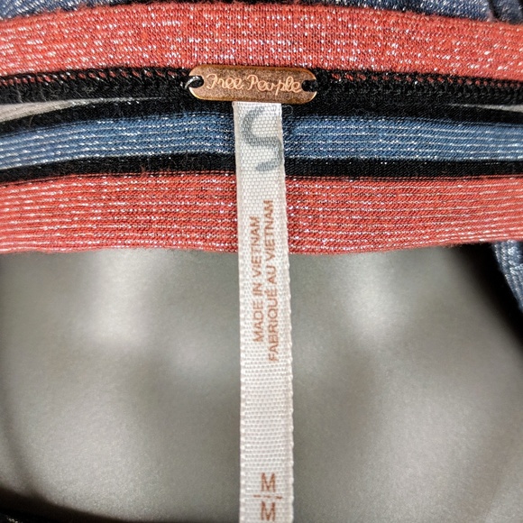 Free People | Shimmer Striped Bell Sleeved Top M - Picture 6 of 6